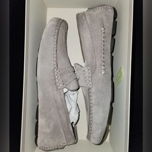 Men's Johnston & Murphy Gray Italian Suede Penny Driver Loafer, 10, NEW! w/ box